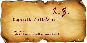 Kupcsik Zoltán névjegykártya